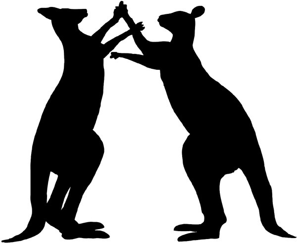 Dancing kangaroos silhouette vinyl sticker. Customize on line.  Animals Insects Fish 004-0907  
